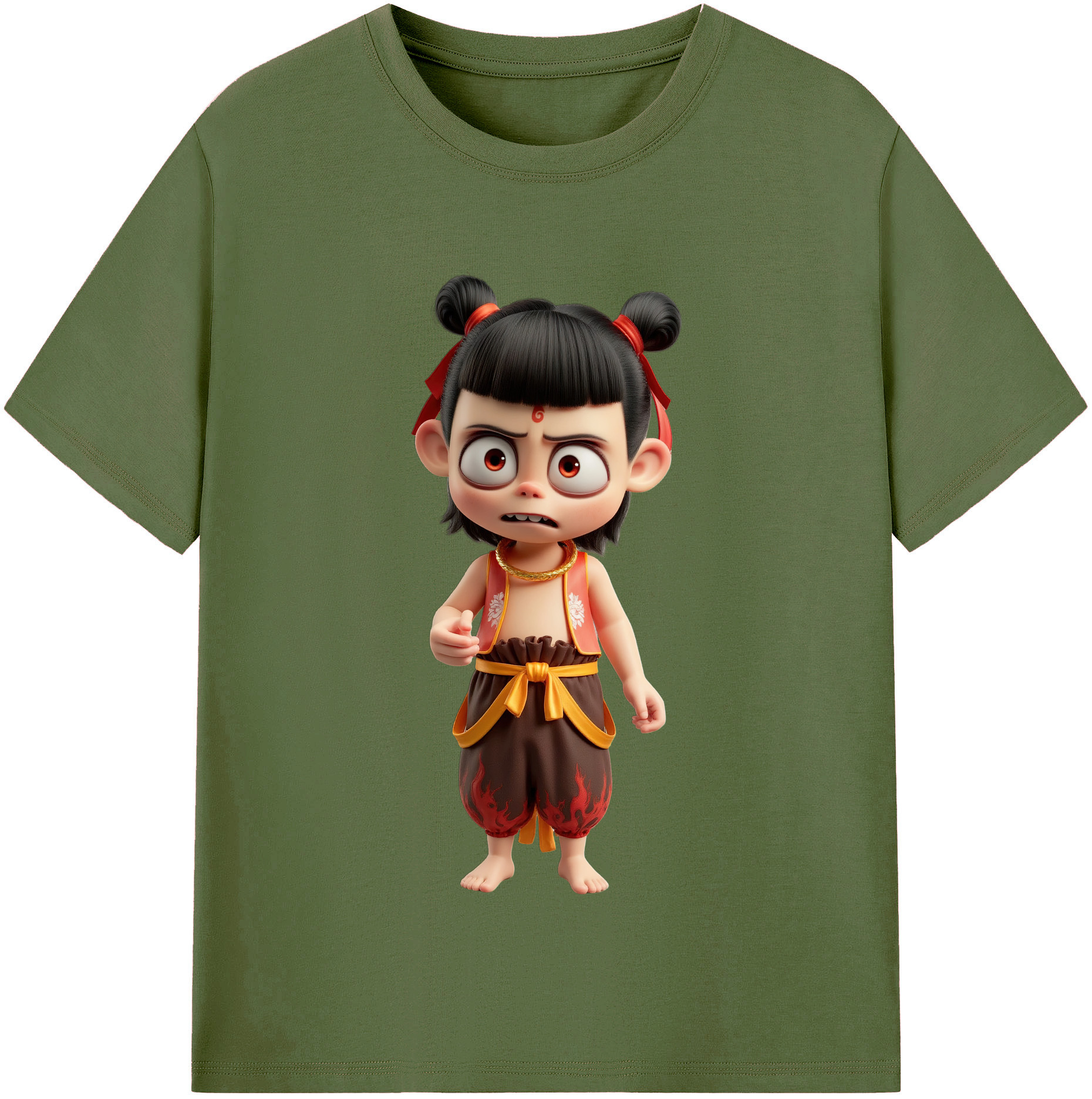 （画像用） Ne Zha 2 ナタ 魔童の大暴れ 綿100％半袖Tシャツ（フロントプリント）